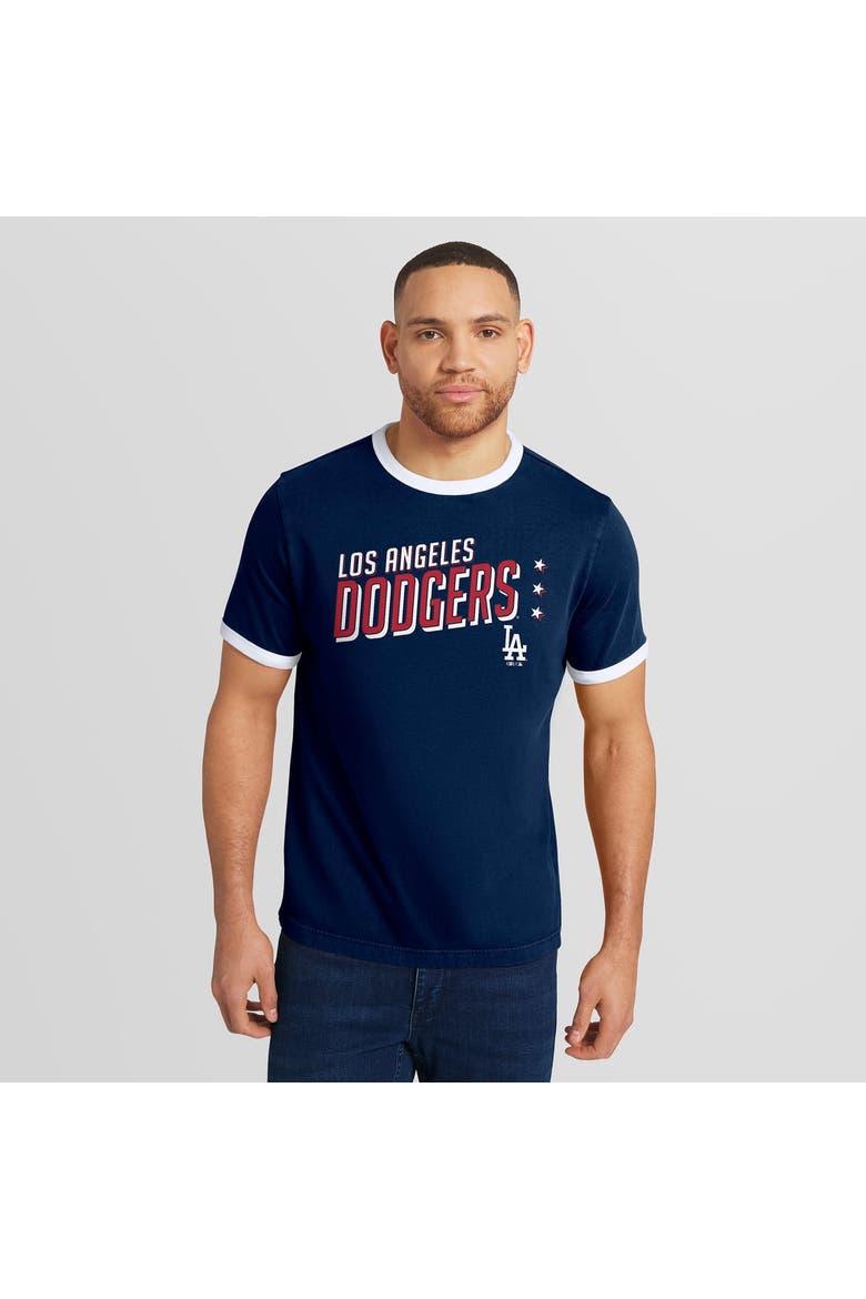 Men's Darius Rucker Collection by Fanatics  Navy Los Angeles Dodgers Americana Washed Ringer T-Shirt, Main, color, Navy