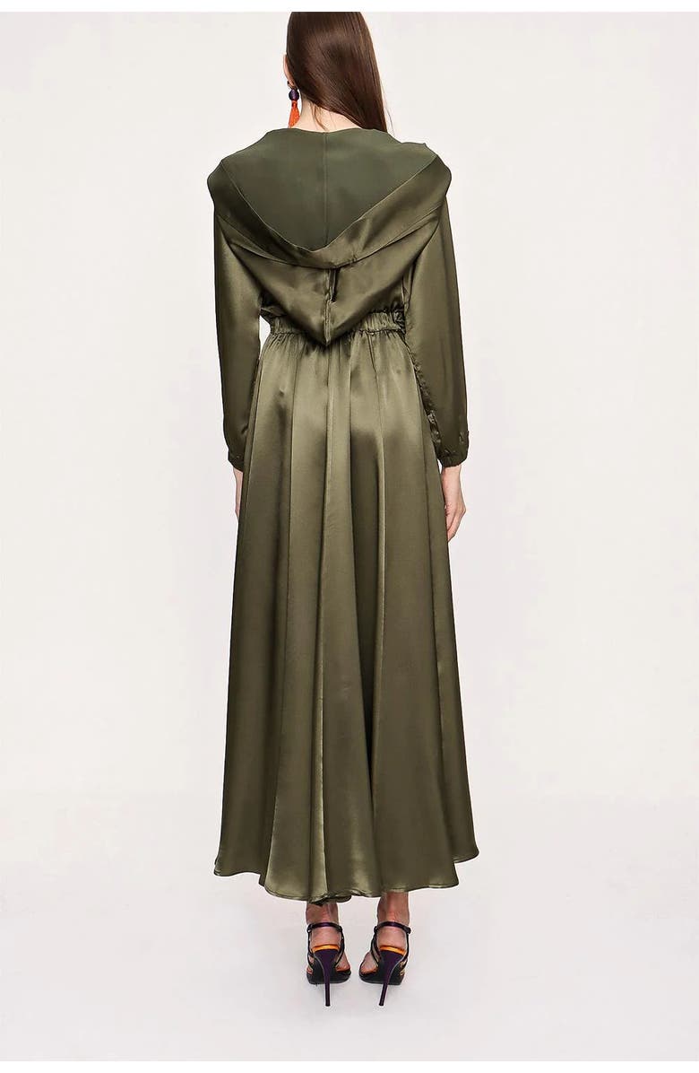 Le Fafo Half-Zip Hooded Maxi Dress, Alternate, color, Olive Green