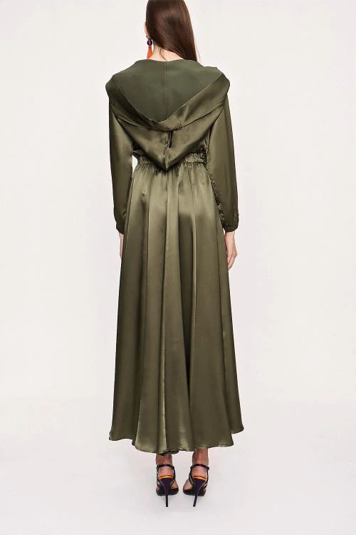 Le Fafo Half-zip Hooded Maxi Dress In Green
