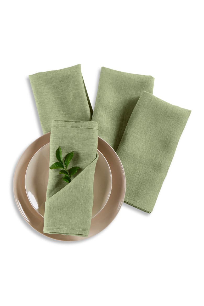 Linen Dinner Napkins Set of 4, 20 x 20" - Athena, Main, color, Chambray Olive