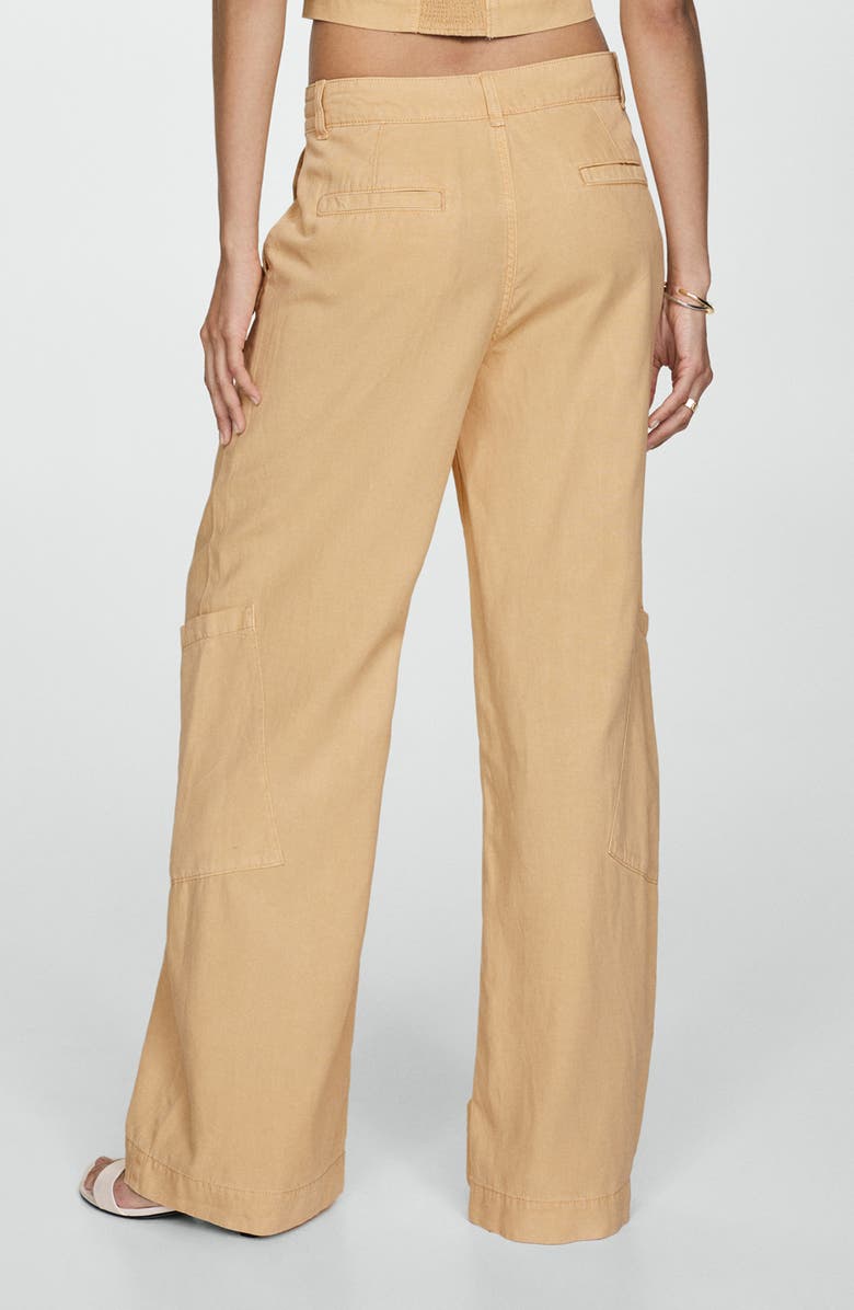 MANGO Drawstring Wide Leg Cargo Pants, Alternate, color, Sand