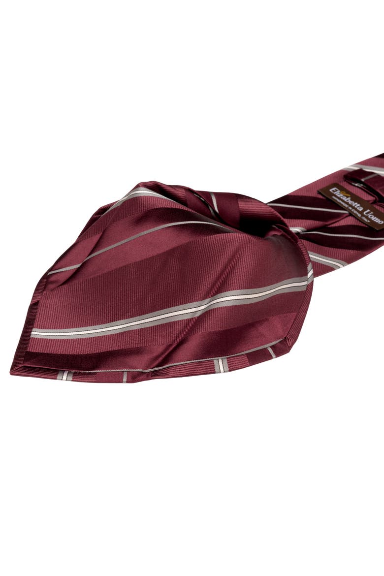 Toledo - Silk Jacquard Tie for Men, Alternate, color, Burgundy