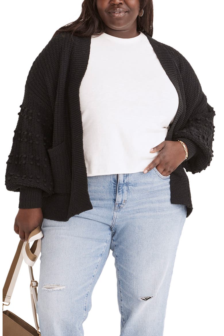 Bobble Cardigan Sweater, Main, color, TRUE BLACK