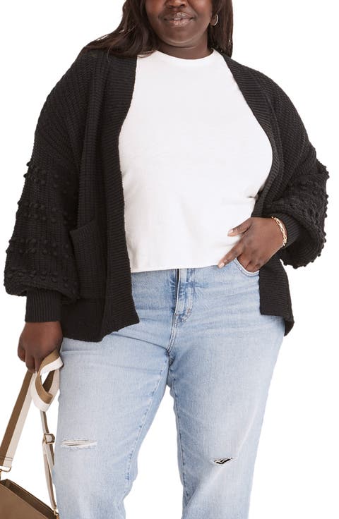 Bobble Cardigan Sweater (Plus)