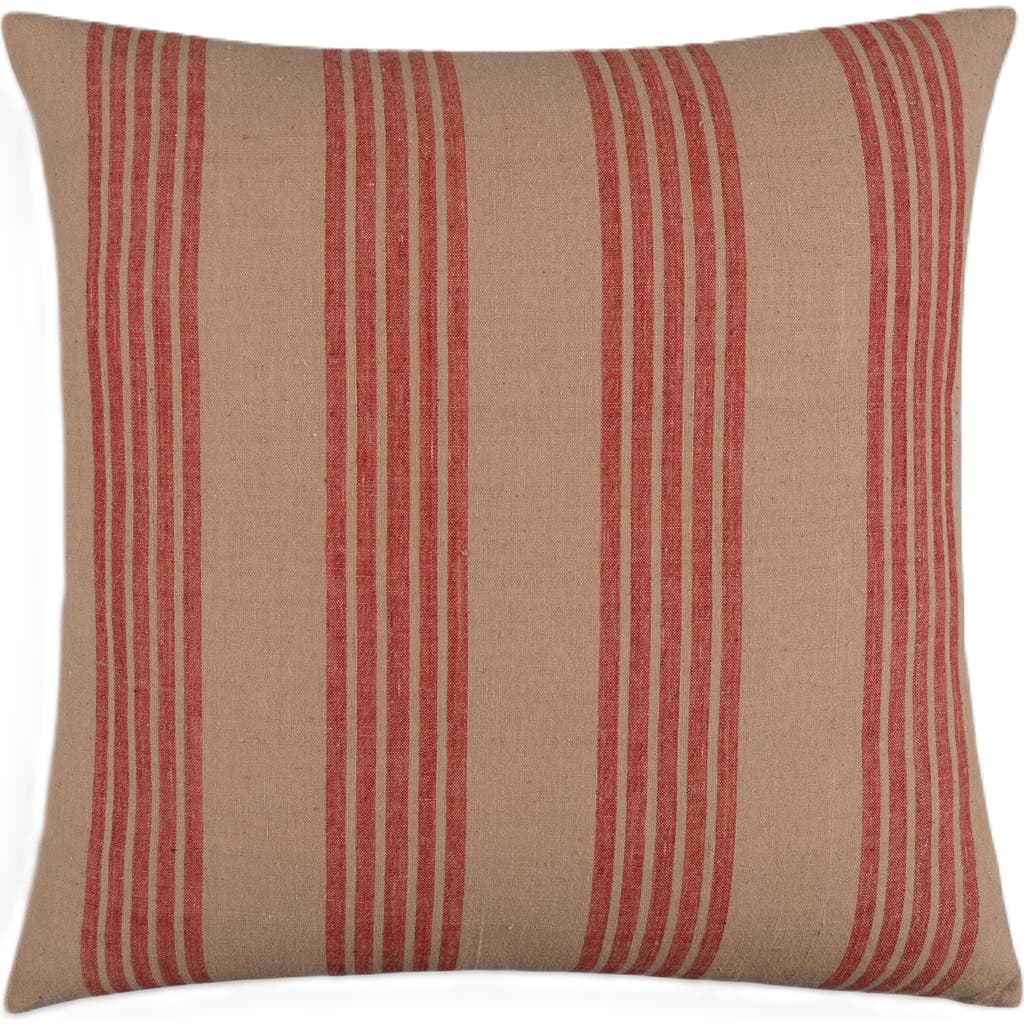 Naki & Ssam Earthy Finesse Brown Throw Pillow With Stripes In Multi
