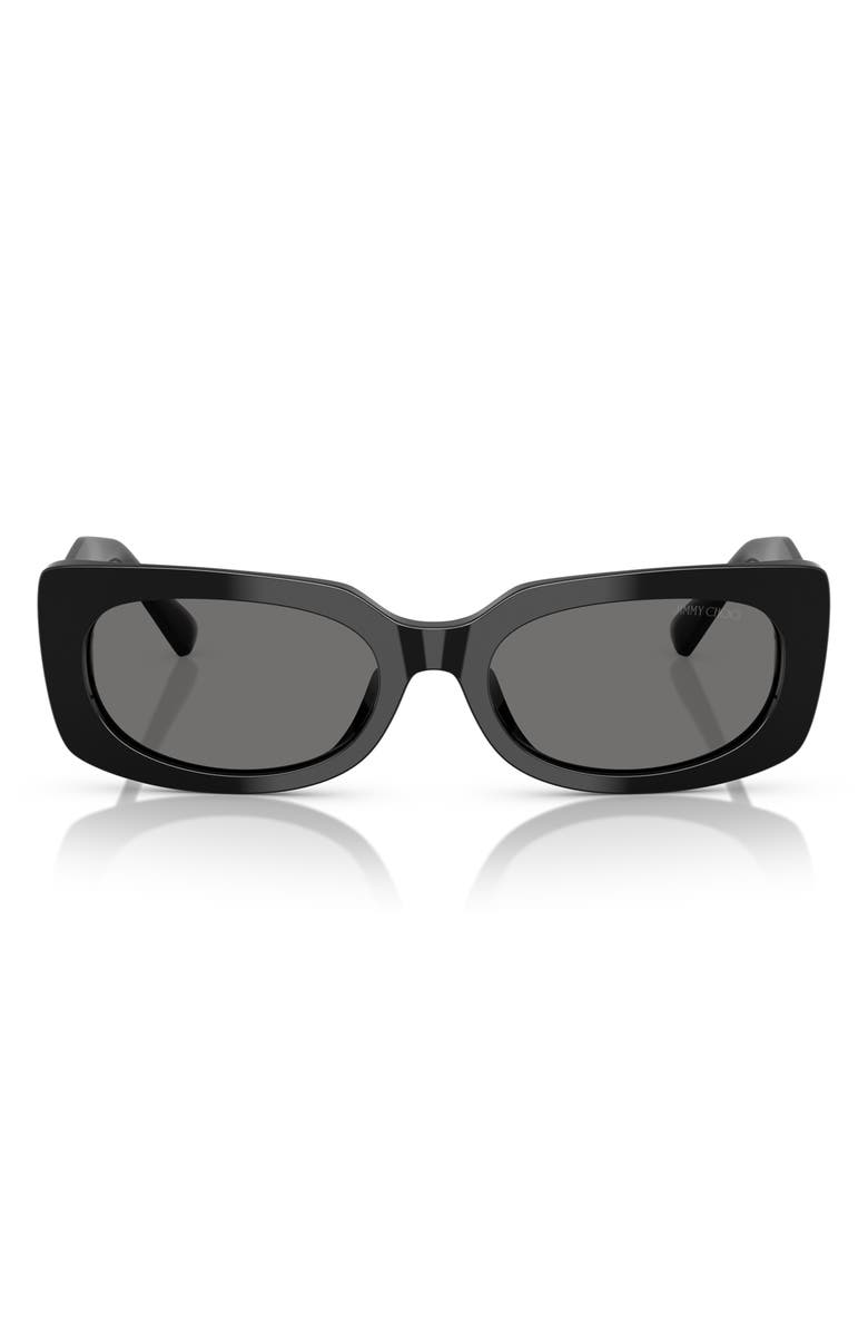 Jimmy Choo 54mm Polarized Pillow Sunglasses, Main, color, Black / Polar Dark Grey