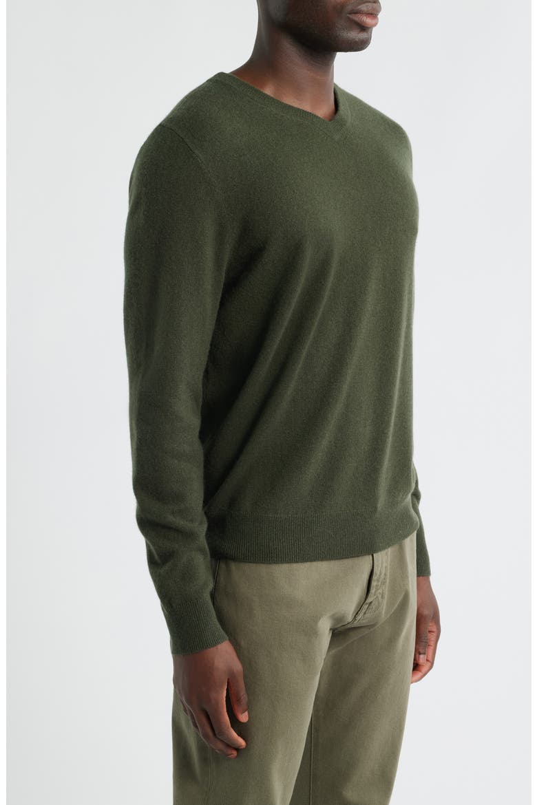 Cashmere V-Neck Sweater, Alternate, color, GREEN DUFFLE