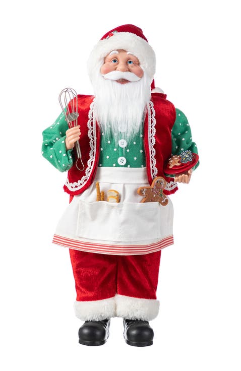 18"H Faux Fur Christmas Traditional Santa Figurines