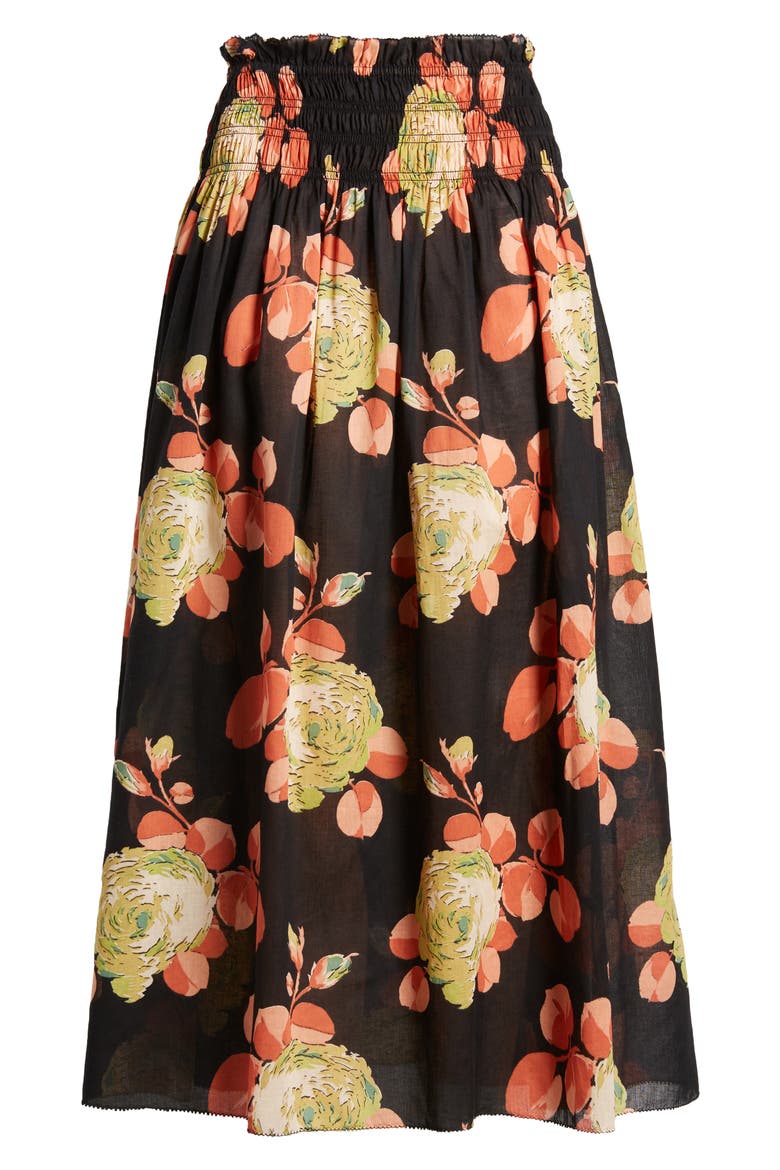 The Canary Floral Midi Skirt, Alternate, color, CABBAGE ROSE PRINT