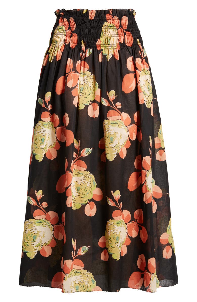 THE GREAT. The Canary Floral Midi Skirt, Alternate, color, Cabbage Rose Print