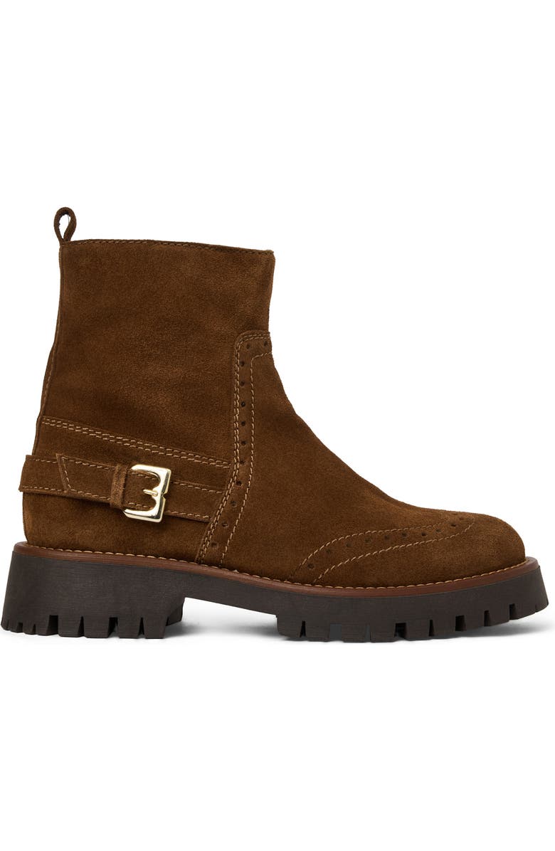 Bruno Magli Luca Lug Sole Suede Moto Boot, Alternate, color, Brown Suede