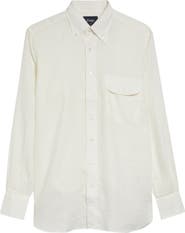 Drake's Curved Flap Linen Button-Down Shirt