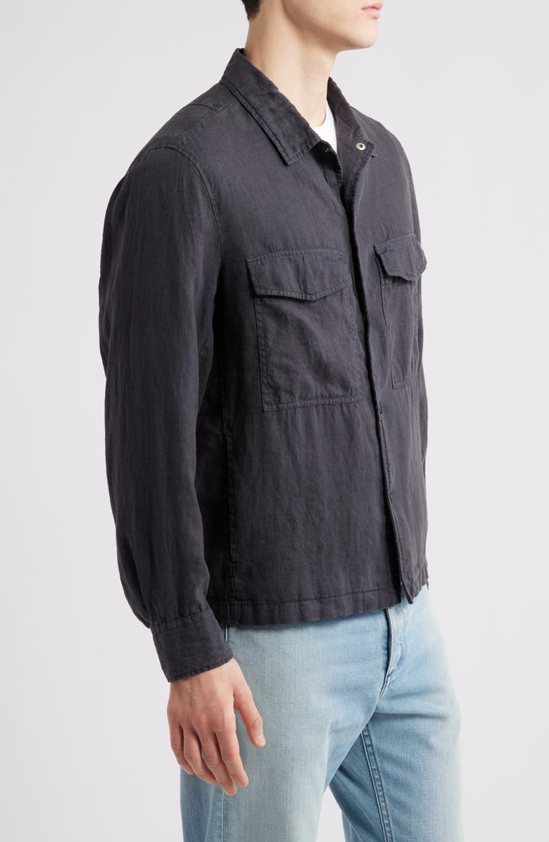rag & bone Angus Linen Shirt Jacket, Alternate, color, Black