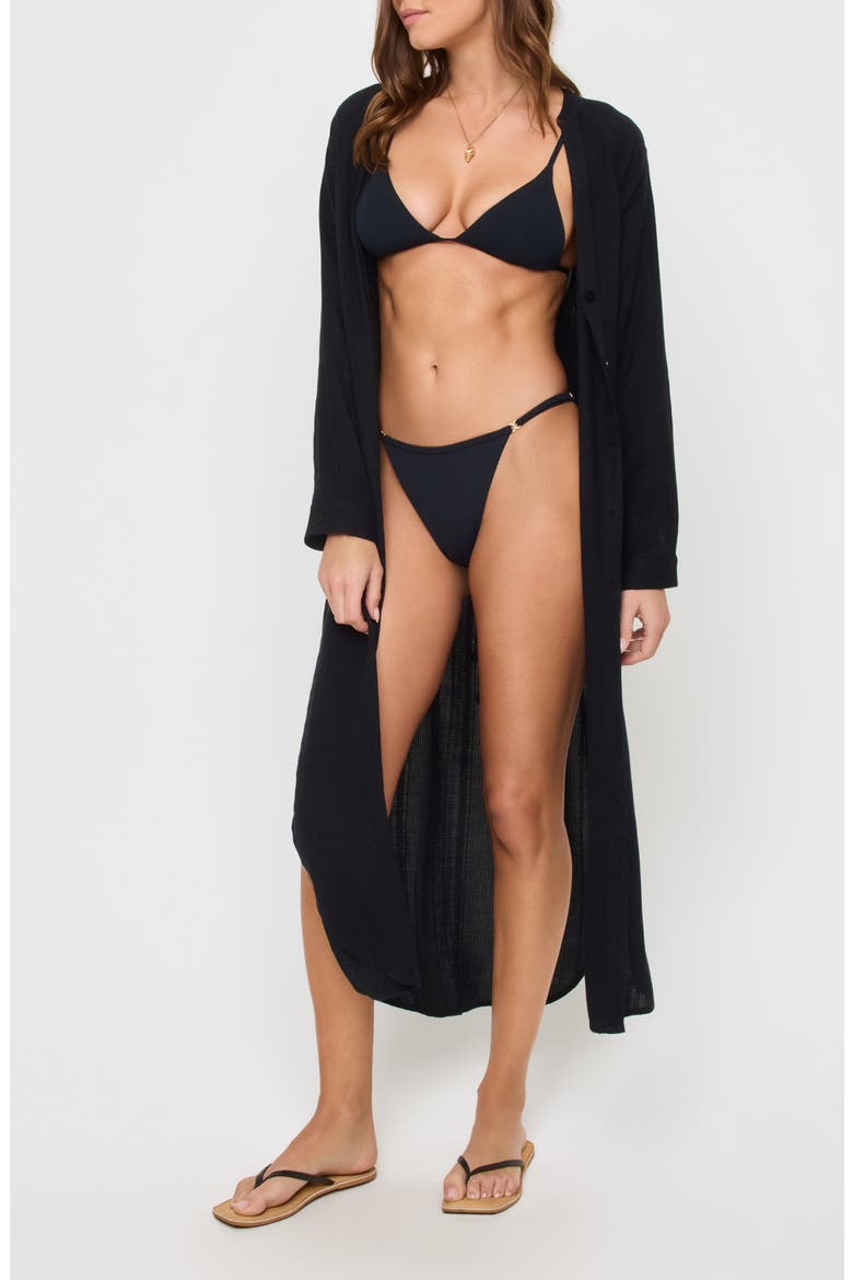 Yoli Long Sleeve Cover-Up Shirtdress, Alternate, color, BLACK