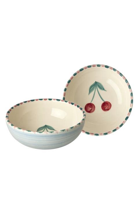 Set of 6 Hand-Painted Ceramic Bowls