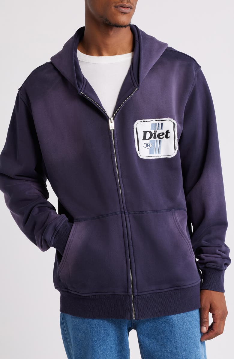 DIET STARTS MONDAY Rig Logo Patch Cotton French Terry Zip Hoodie, Alternate, color, 