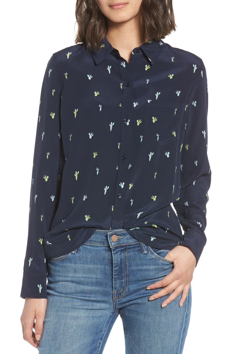 Rails Kate Cactus Print Silk Shirt, Main, color,