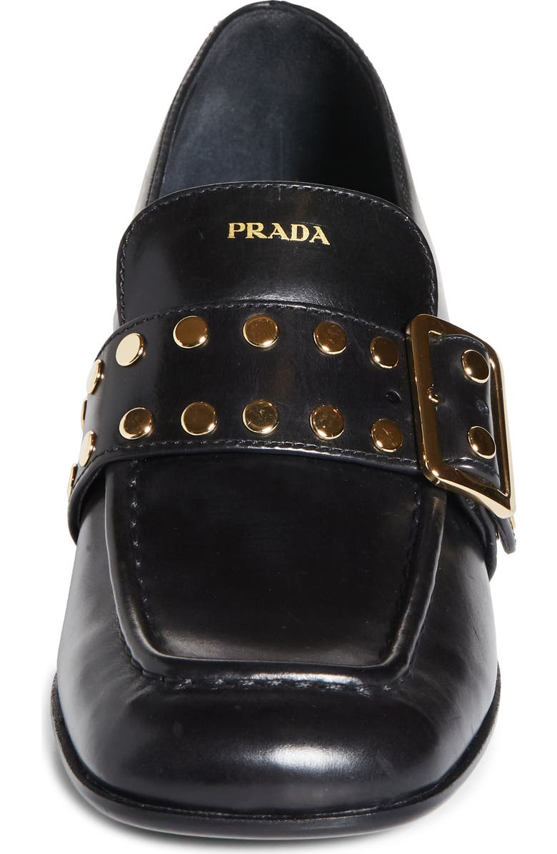 Prada Modellerie Stud Loafer Pump, Alternate, color, Nero