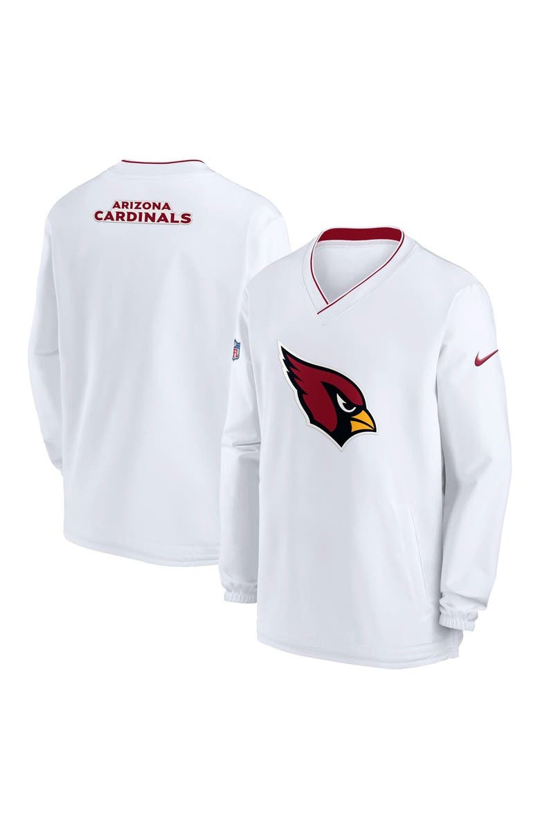 Nike Men's Nike White Arizona Cardinals 2023/24 Sideline Repel V-Neck Long Sleeve Pullover Windshirt, Main, color, White