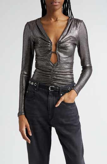 Isabel Marant Étoile Buffy Plunge Neck Metallic Top
