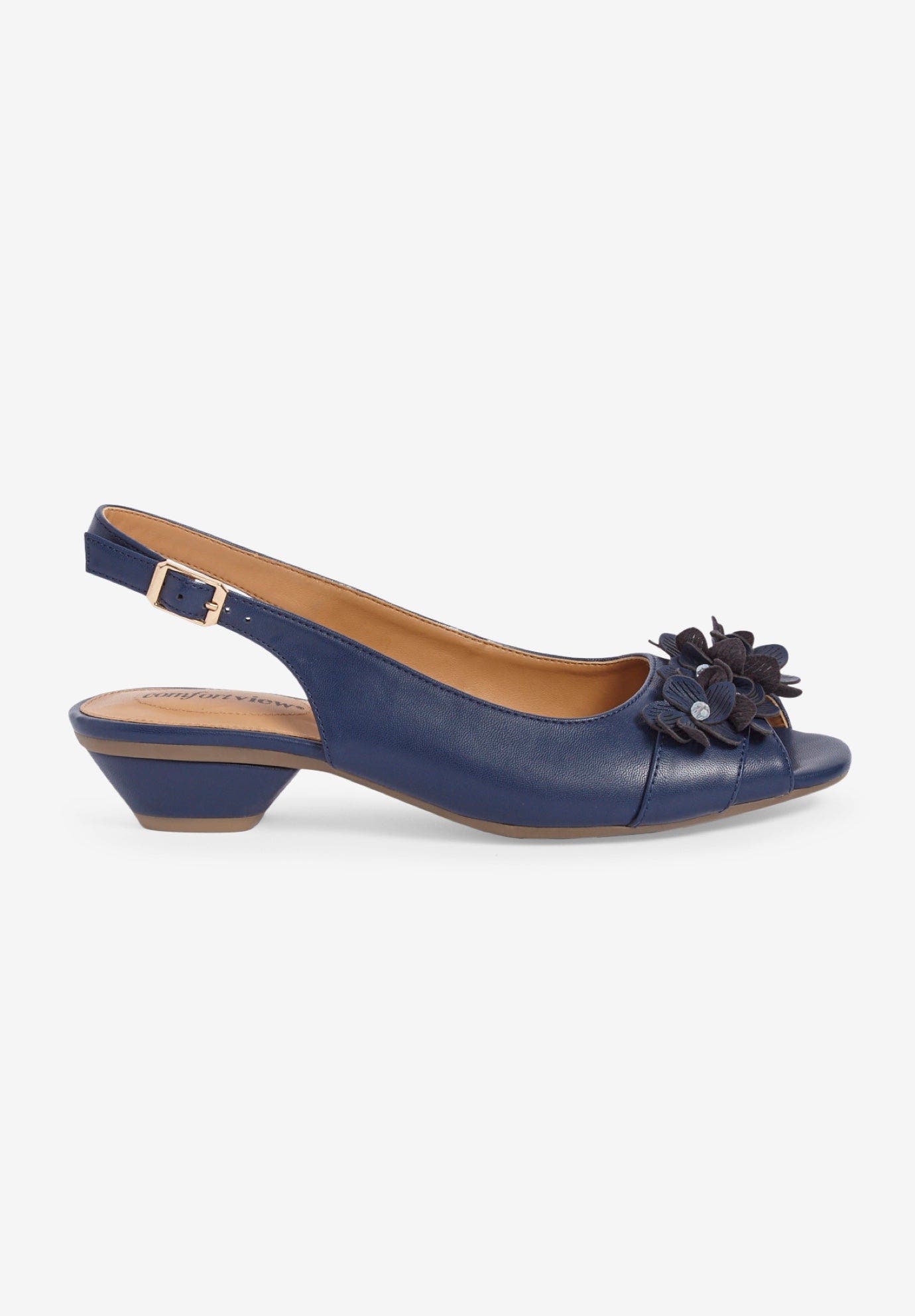 The Rider Leather Like Slingback, Alternate, color, NAVY