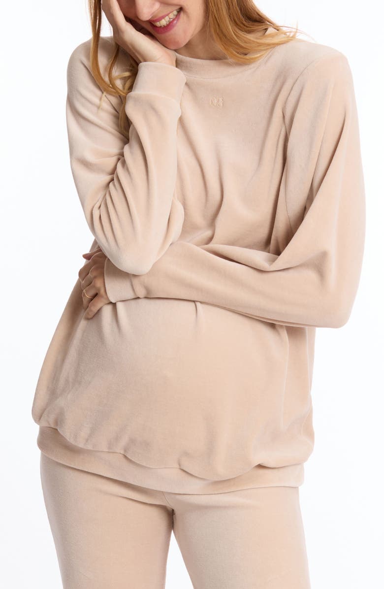 Cache Coeur Enzo Long Sleeve Velour Maternity Sleep Top, Alternate, color, 