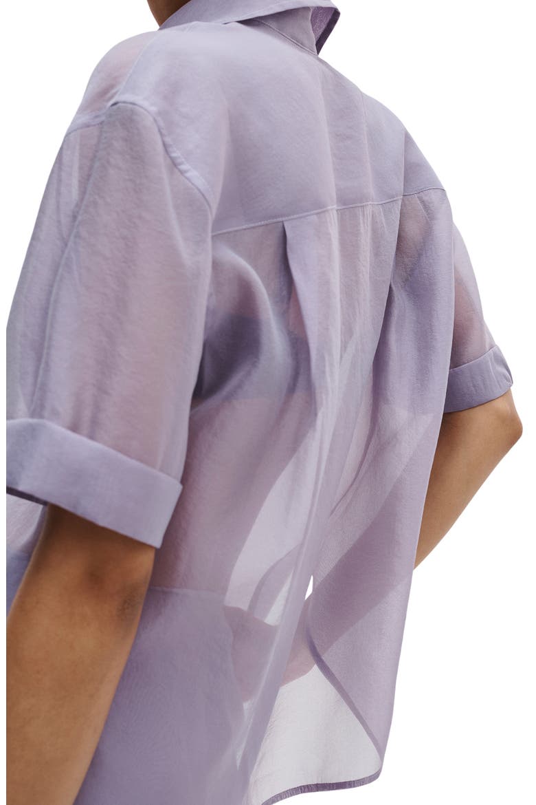 Connie Organza Button-Up Shirt, Alternate, color, LILAC