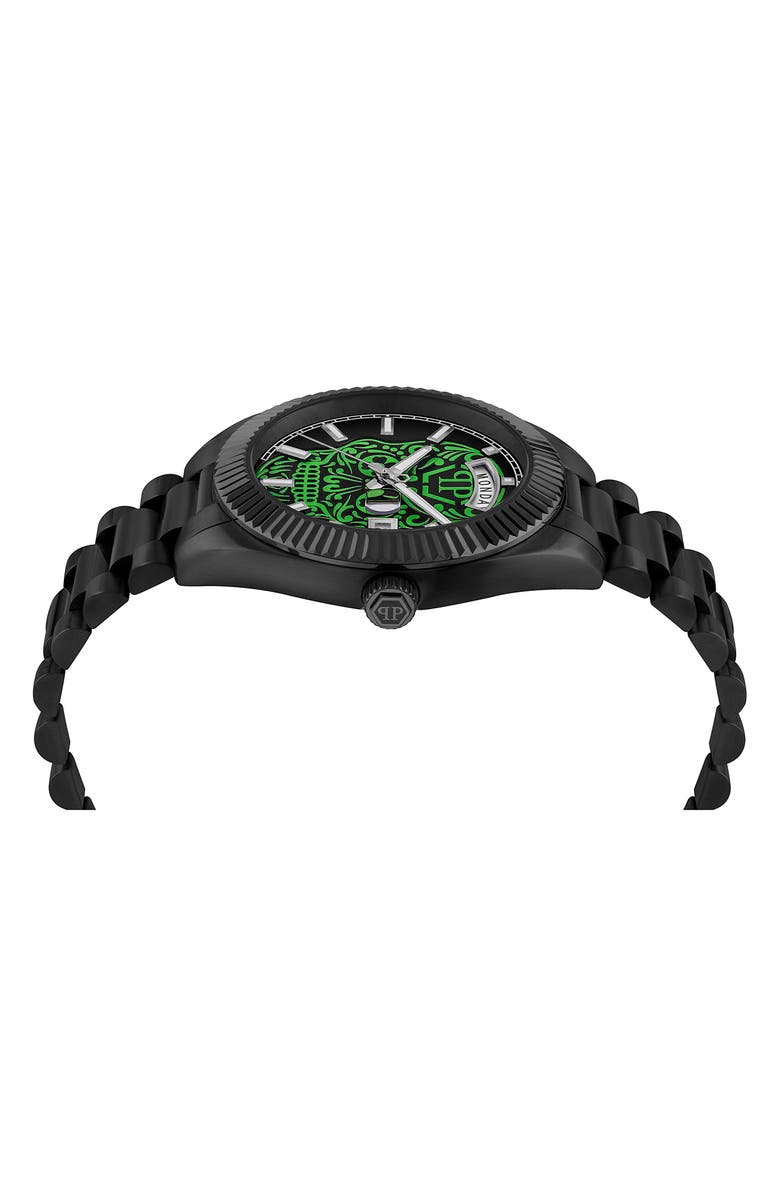 PHILIPP PLEIN Date Superlative Bracelet Watch, 42mm, Alternate, color, Ip Black
