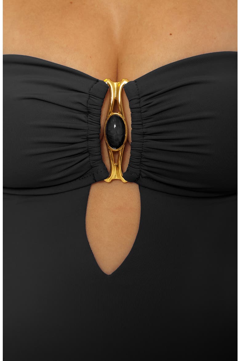 Rock Solid Bandeau One-Piece Swimsuit, Alternate, color, BLACK
