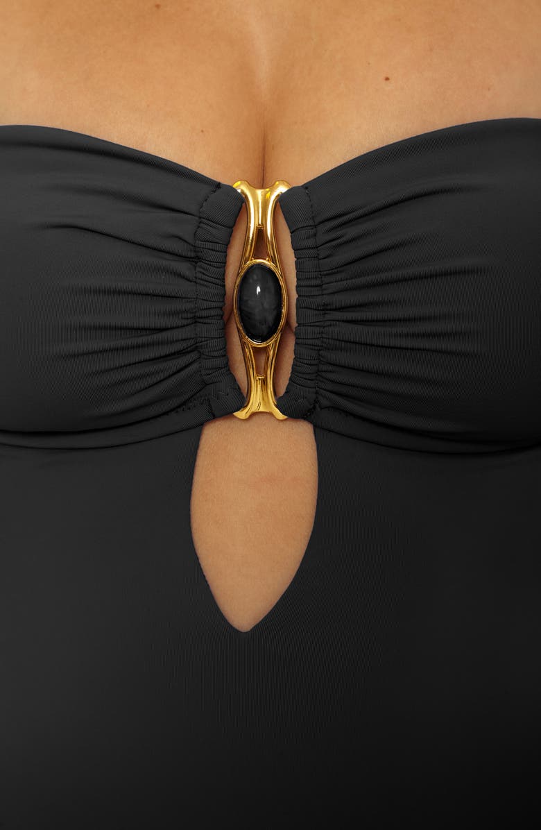 Becca Rock Solid Bandeau One-Piece Swimsuit, Alternate, color, Black