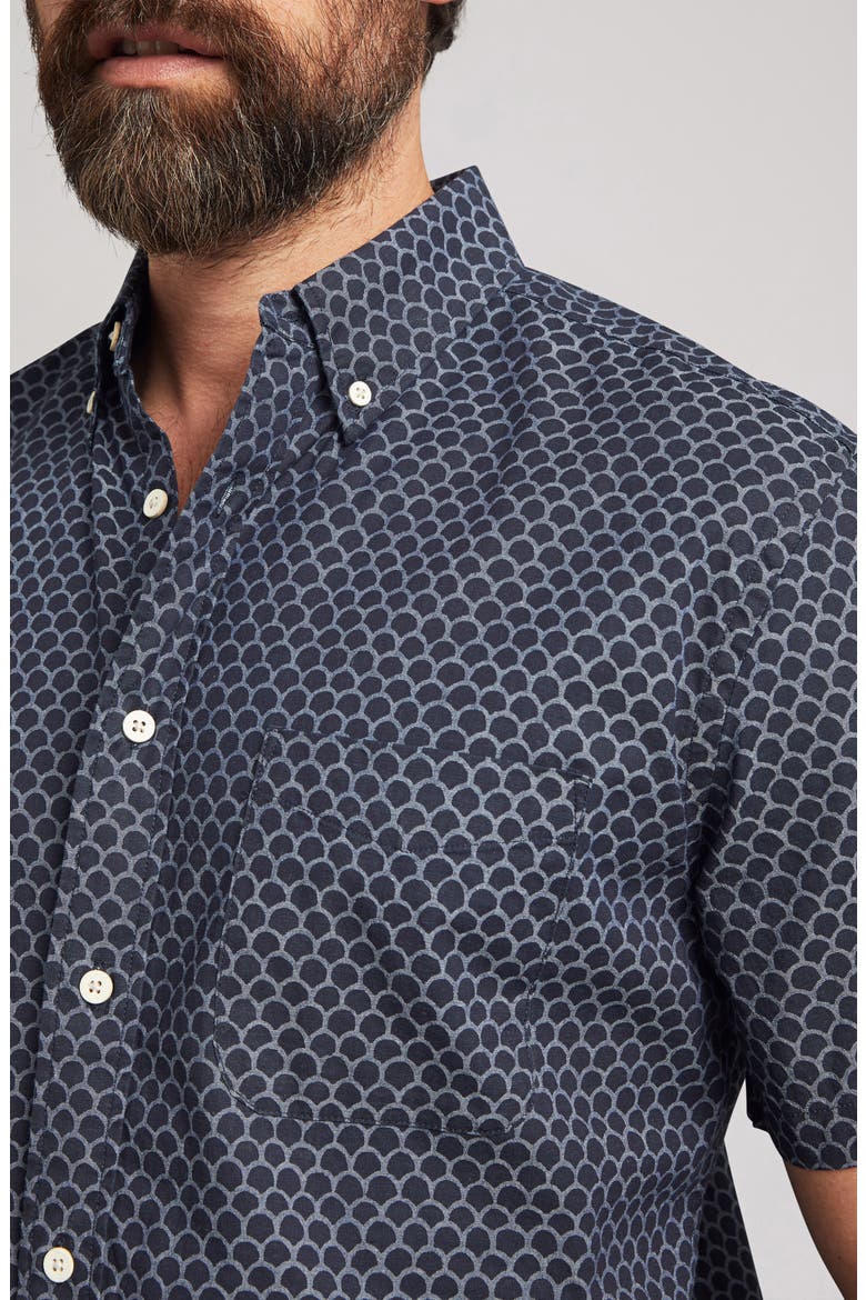 Playa Regular Fit Print Short Sleeve Button-Down Shirt, Alternate, color, MIDNIGHT FISHSCALE