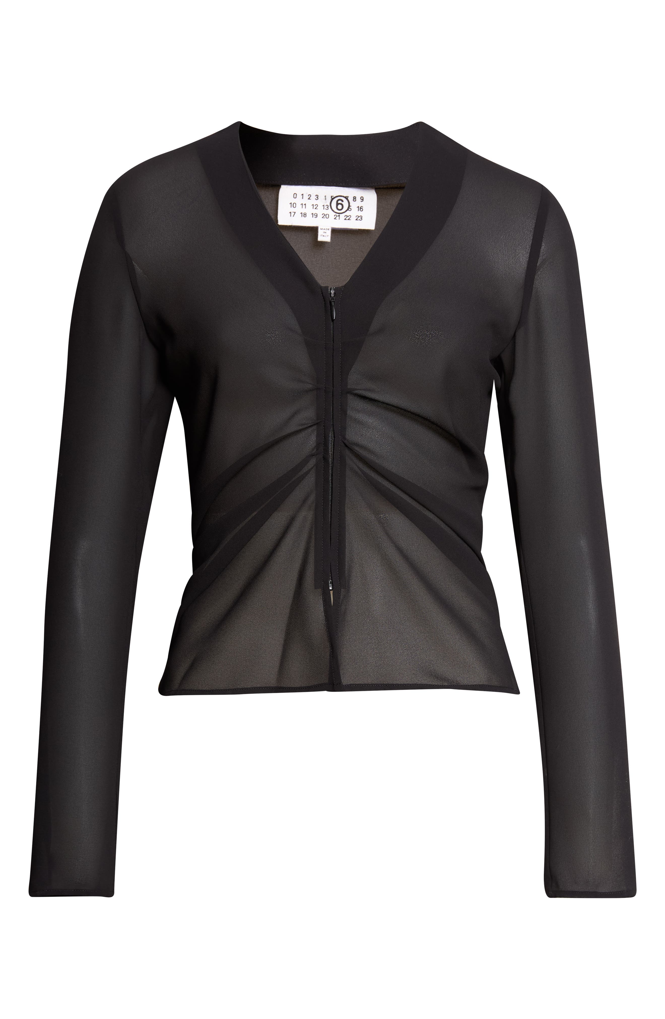 MM6 Maison Margiela Gathered Sheer Chiffon Zip Top (Women) | Nordstrom