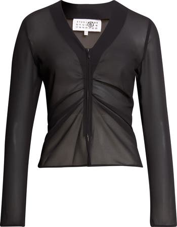 MM6 Maison Margiela Gathered Sheer Chiffon Zip Top | Nordstrom