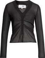 MM6 Maison Margiela Gathered Sheer Chiffon Zip Top