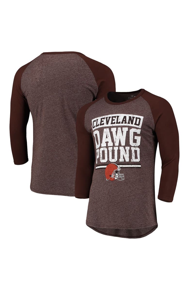 FANATICS Men's Fanatics Branded Heathered Brown Cleveland Browns Pastime Raglan 3/4-Sleeve T-Shirt, Main, color, 