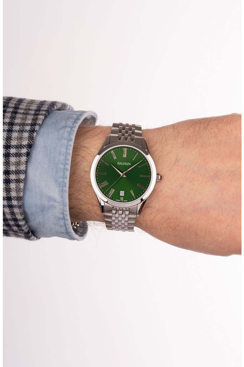 Classic R Bracelet Watch, 41mm, Alternate, color, GREEN/ STAINLESS STEEL