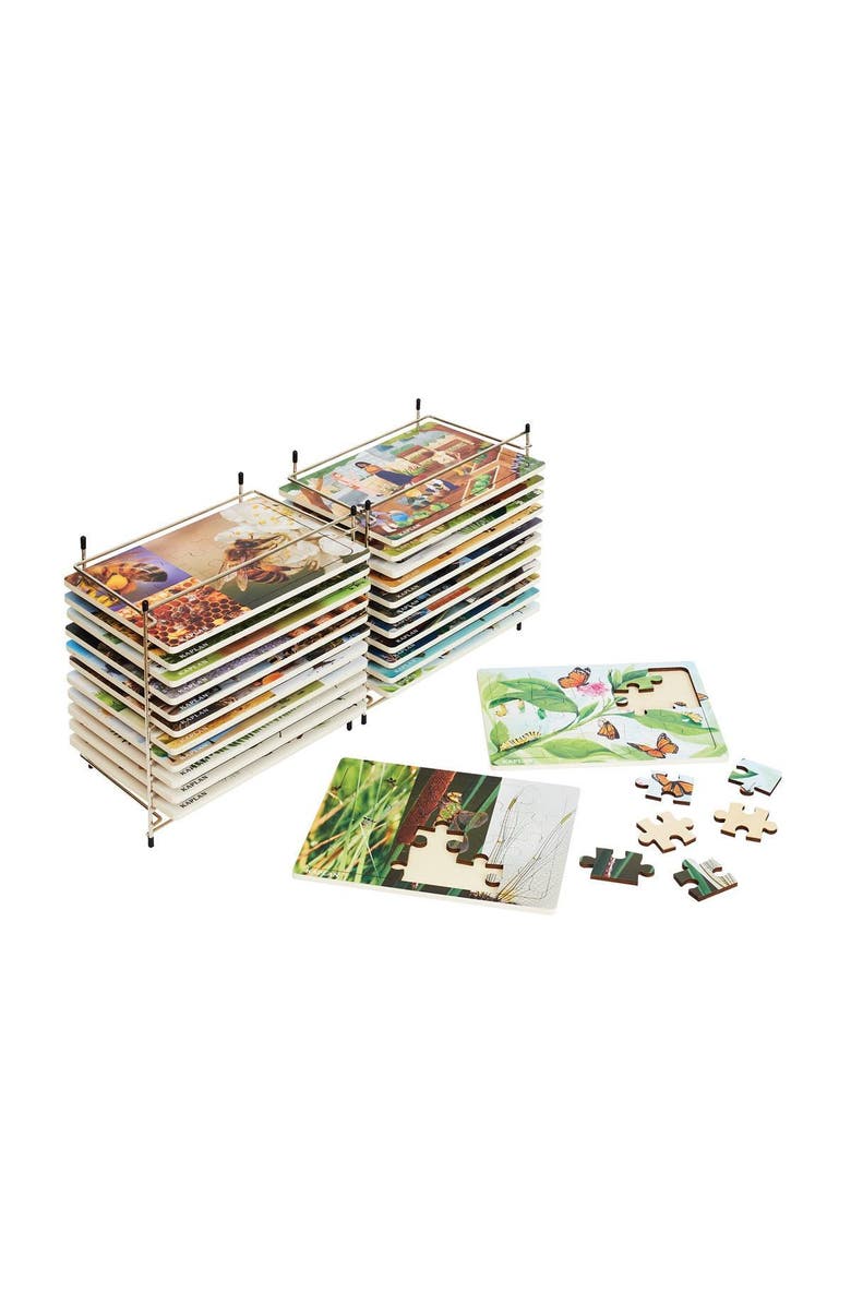 Kaplan Early Learning Company Big Puzzle Set with Metal Rack - Set of 24, Alternate, color, Multicolored