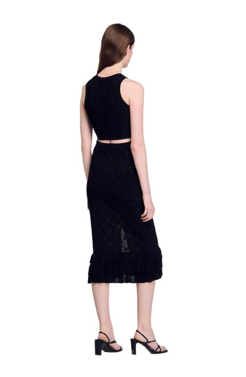 Sandro Alerio Floral Knit Tank Top In Black