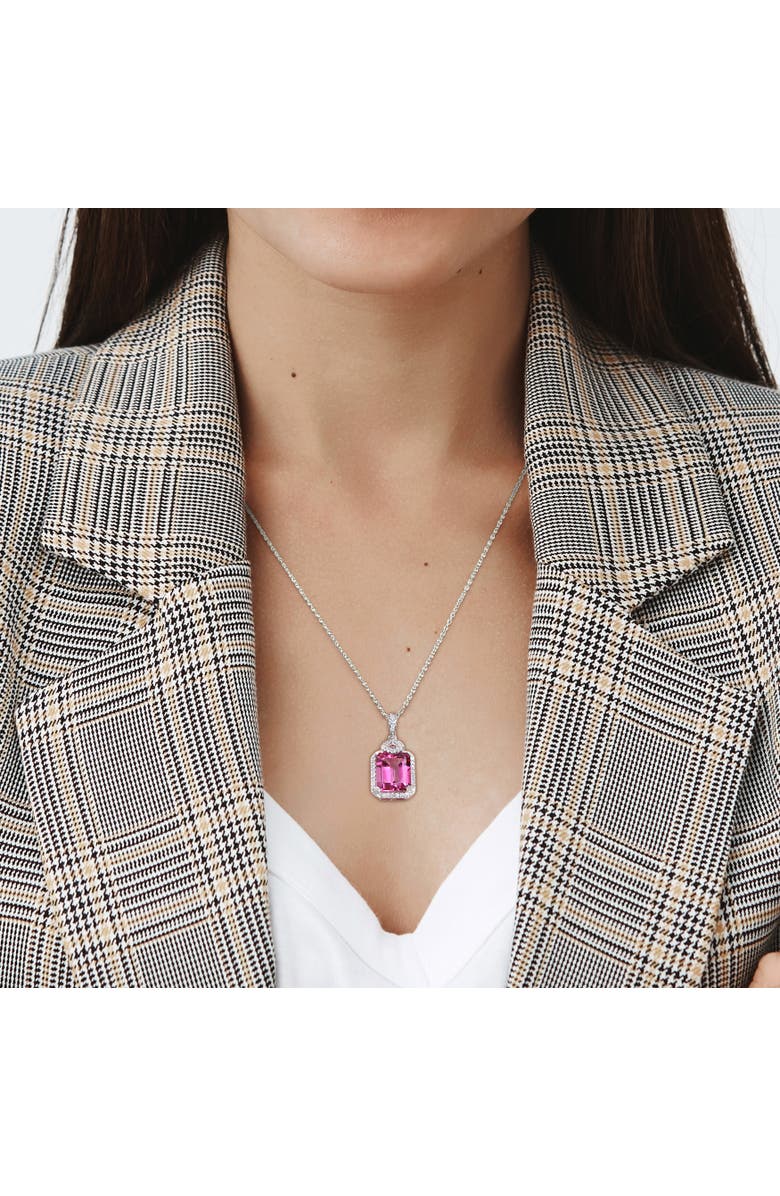 Julianna B. Pink Topaz & Diamond Halo Necklace, Alternate, color,