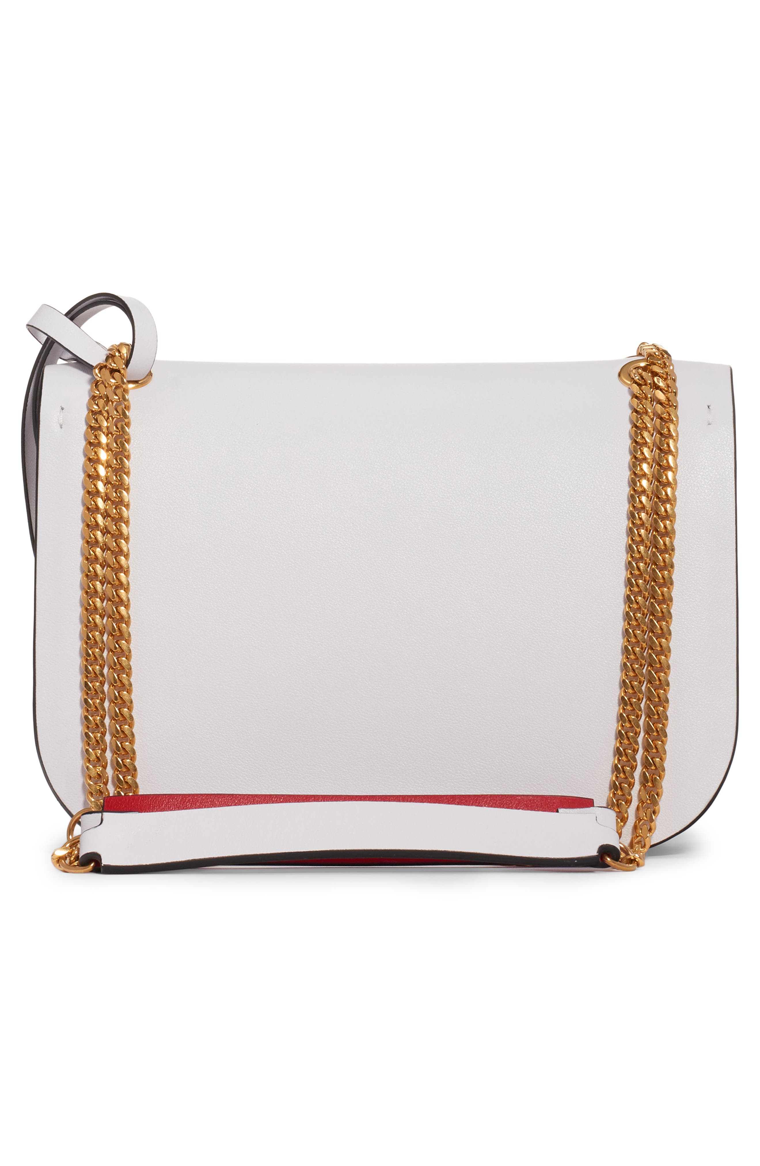 Small VLock Chain Calfskin Shoulder Bag, Alternate, color, BIANCO OTTICO/ ROUGE PUR
