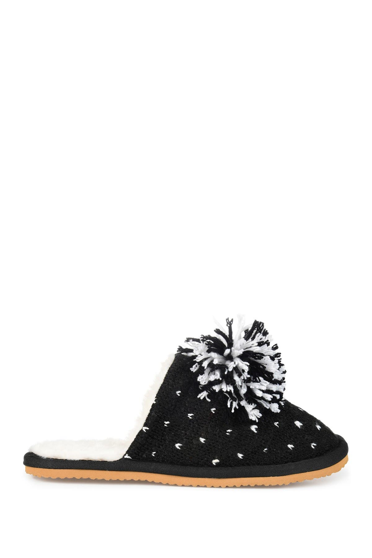 Journee Collection JOURNEE Stardust Pompom Slipper, Alternate, color, Black