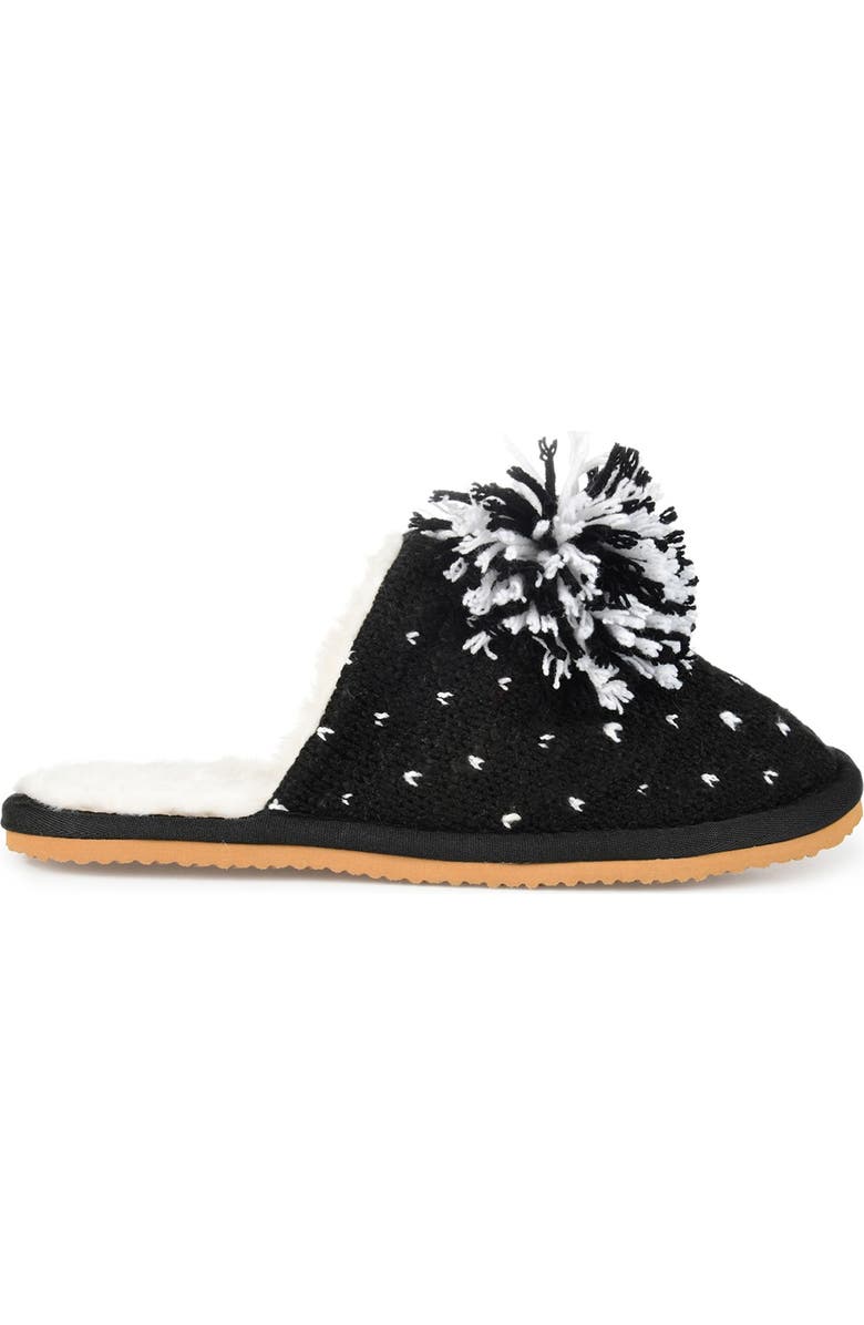 Journee Collection JOURNEE Stardust Pompom Slipper, Alternate, color, Black
