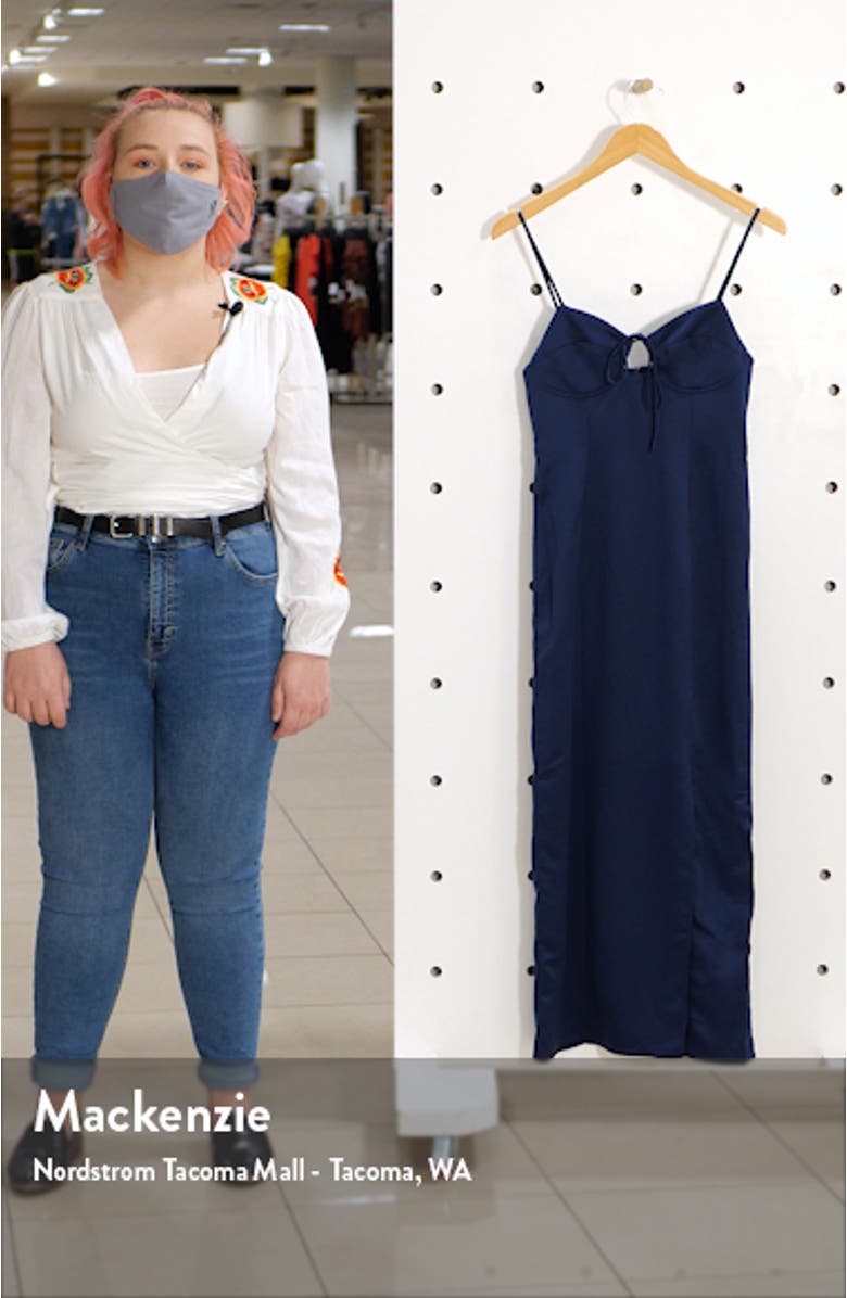 Bustier Bodice Satin Midi Slipdress, sales video thumbnail