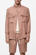 MANGO Linen Button-Up Shirt Jacket