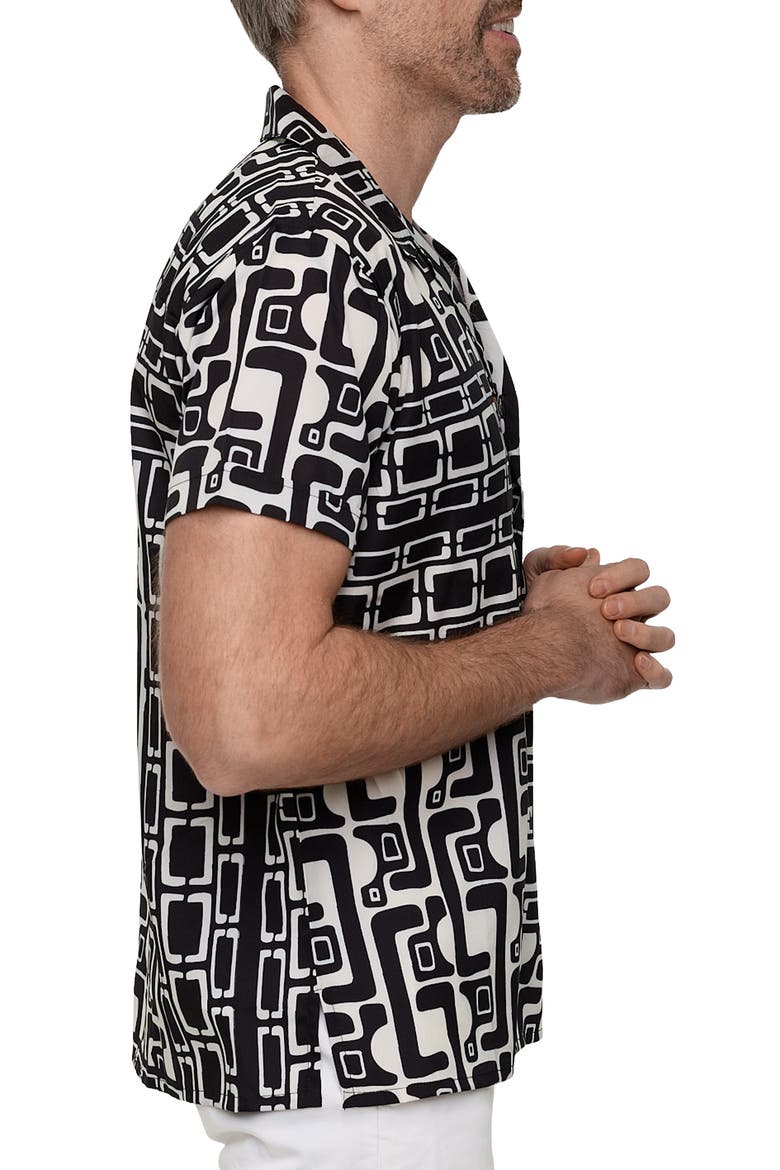 Extra Trim Fit Camp Shirt, Alternate, color, BLACK