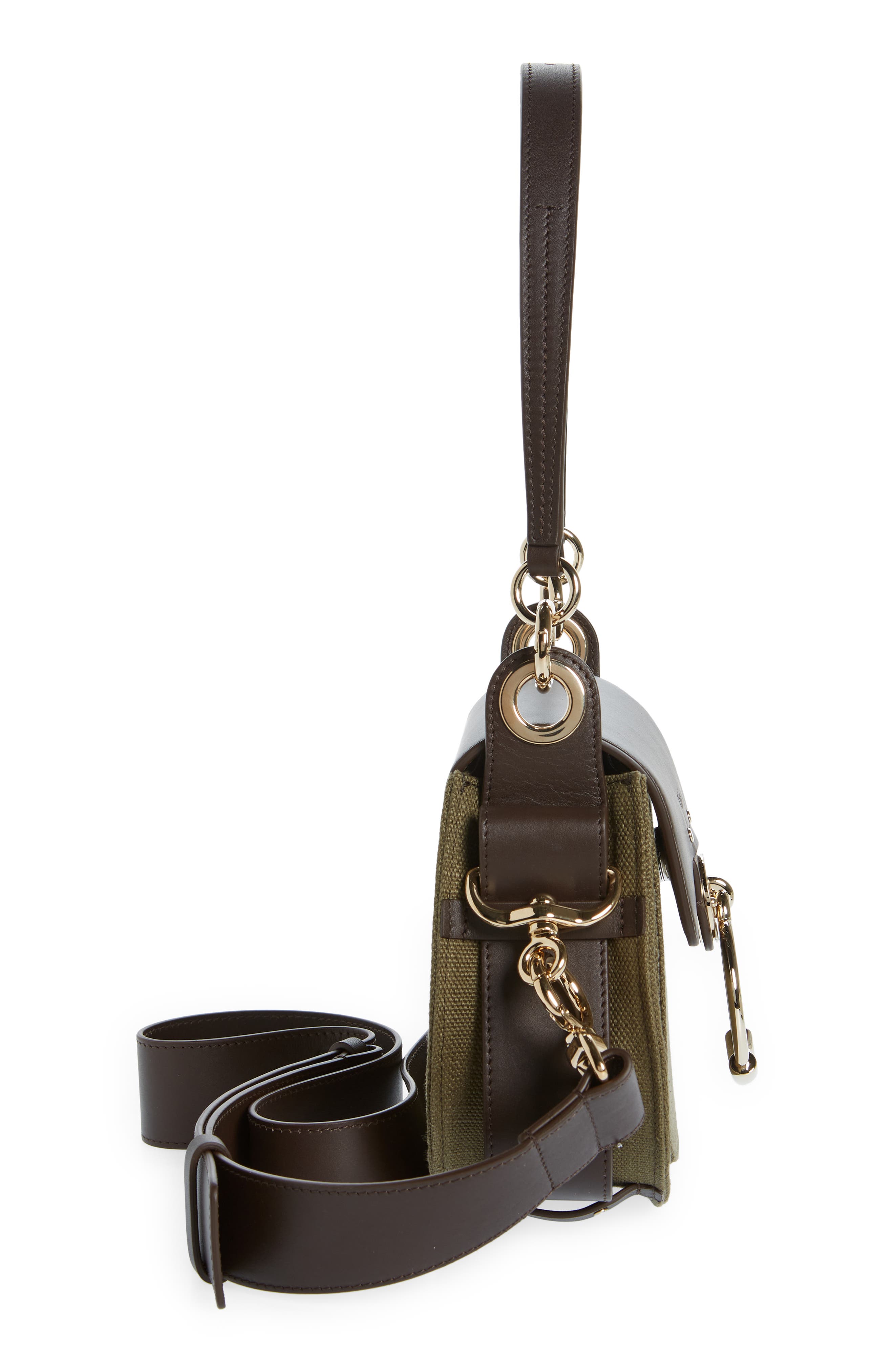 Chloé Small Tess Linen & Leather Crossbody Bag, Alternate, color, 