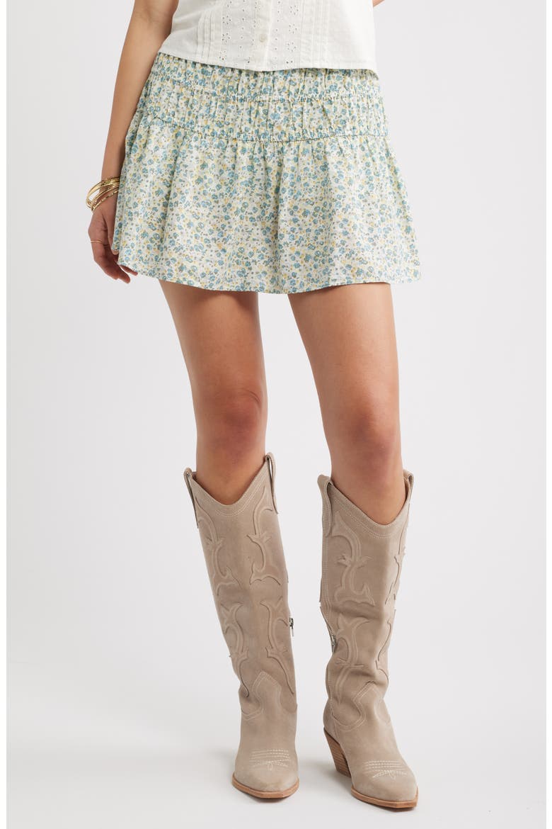 Drop Waist Flare Cotton Skort, Main, color, IVORY- BLUE DAINE FLORAL