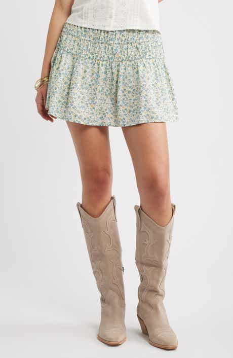 Drop Waist Flare Cotton Skort