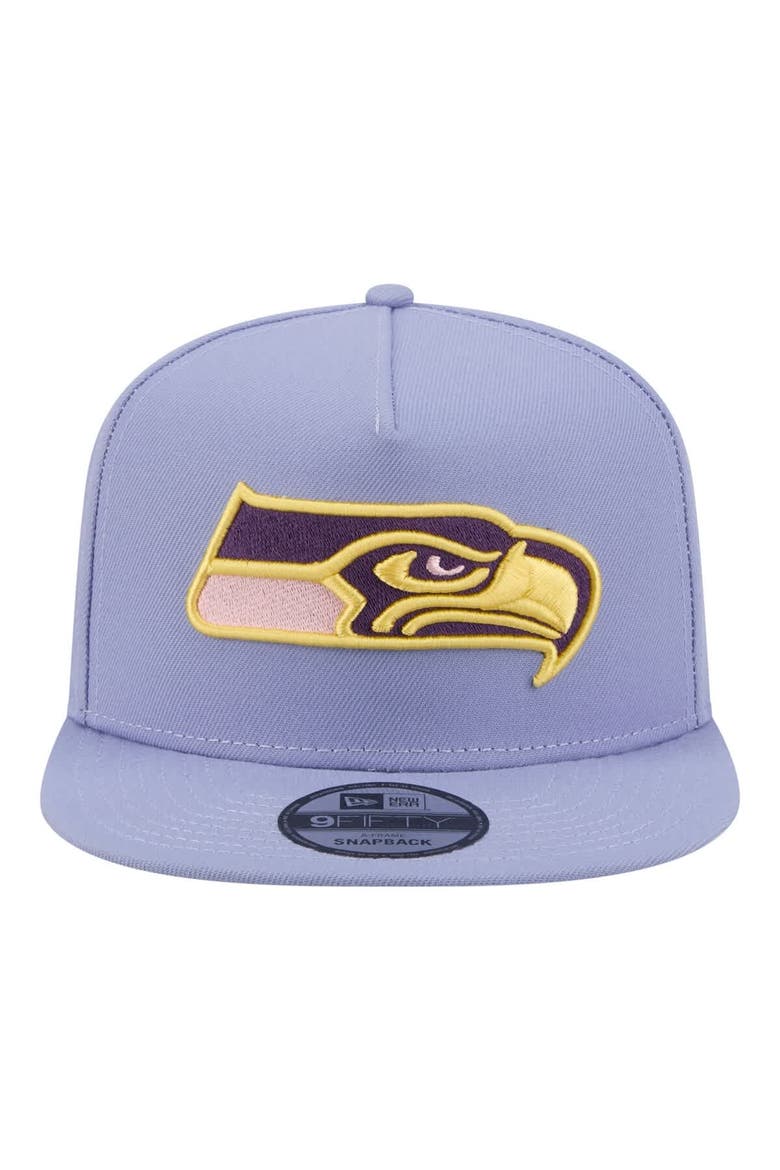 Men's New Era  Lavender Seattle Seahawks Bloom A-Frame 9FIFTY Snapback Hat, Alternate, color, Lavender