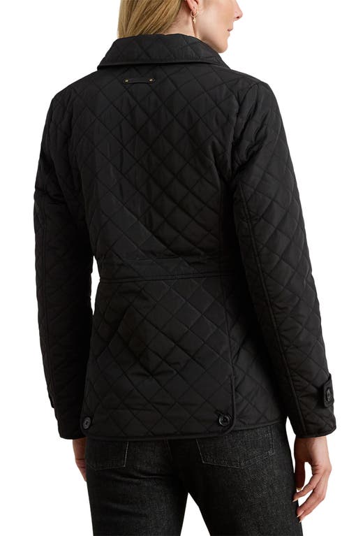 Ralph Lauren Lauren  Crested Quilted Jacket In Black